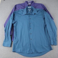 Van Heusen Shirt Mens Large 16.5 34/35 Poplin Button Up Long Sleeve Lot of 2