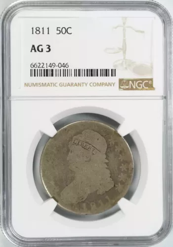 1811 CAPPED BUST HALF DOLLAR 50C NGC CERTIFIED AG 03 ABOUT GOOD (046)