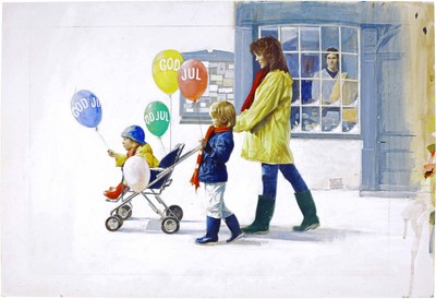 Len Thurston ''''Getting the Message'''' Original Gouache Illustrationsrad Freizeit
