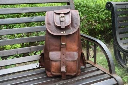 Premium Backpack Leather Bag Brown Work Rucksack Travel New Shoulder Bag
