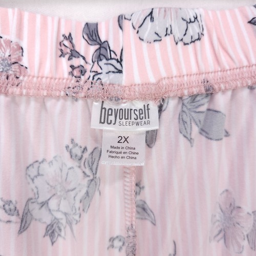 Be Yourself Schlafshorts Damen 2X rosa Blumenmuster super weich bequem Spitzensaum - Bild 8 von 10
