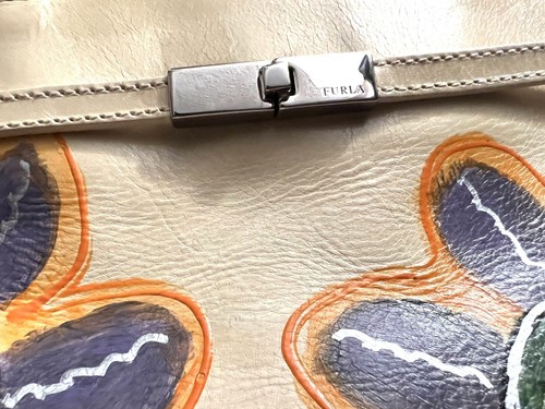 PAINTED CONVERTIBLE FURLA SATCHEL SHOULDER SHOPPER TRAVEL TOTE HANDBAG LEATHER - Picture 6 of 9