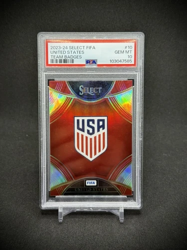 United States 2023-24 Panini Select FIFA Team Badges Case HIT SSP PSA 10 pop 1