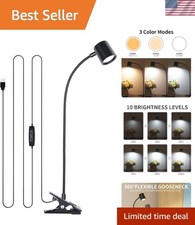 USB Clip-On Desk Lamp with 3 Color Modes 10 Brightness Levels in Matte Black