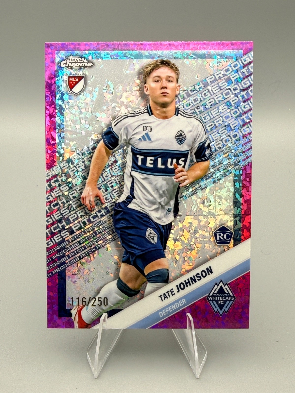 2025 Topps Chrome MLS Tate Johnson RC Pitch Prodigies Pink Mini-Diamonds /250