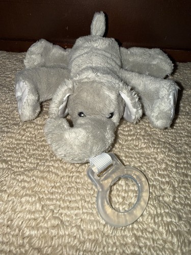 Nookums Paci-Plushies Buddies Gray Ella Elephant Baby Pacifier Holder EUC Passy