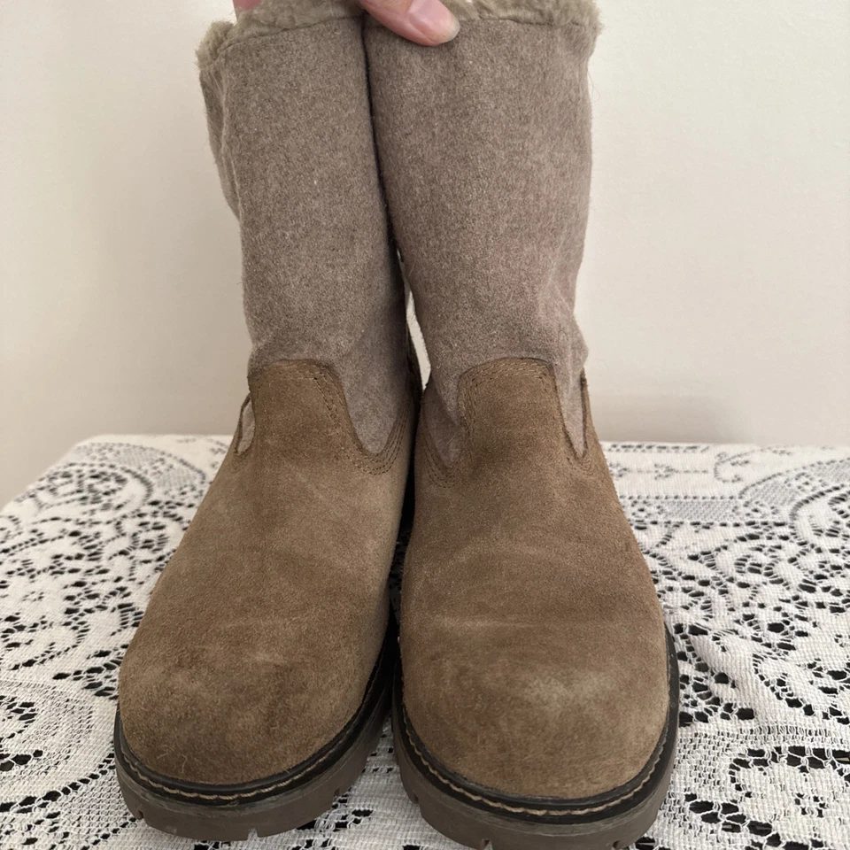 CAT Bruiser Feminino 10 Pele Amarrada Casual Trabalho Botas de Inverno Sapatos Camurça Marrom - Imagem 4 de 4
