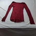 Ozzolo Womens Small Burgundy Ribbed Long Sleeve Scoop Neck Top Stretch — photo 5