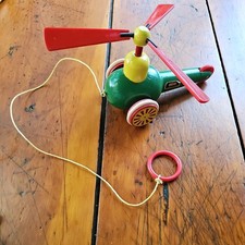 Vintage Brio Pull Along Wooden Helicopter  Ma...