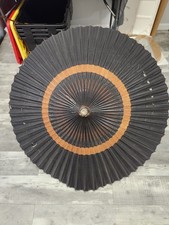 Vintage 48  Japanese Style Paper Parasol Umbrella Black Bamboo Wagasa Decor