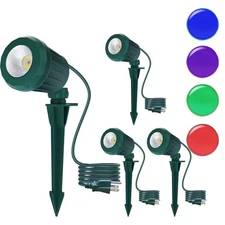 Christmas Spotlight Outdoor, 6500K Cool White Landscape Lighting with RGB Pur...