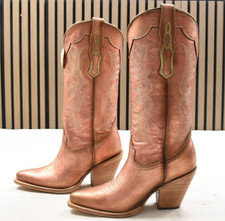 Corral Ladies Rose Gold Embroidery Pointed Toe Western Boots Z5232 Size 7.5M