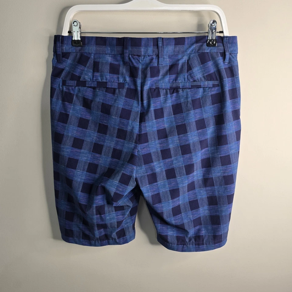 Tommy Bahama Hombres Talla 32 Azul Cuadros Plano Frontal Cremallera Lateral Bolsillo Pantalones Cortos de Verano Foto 2 de 4