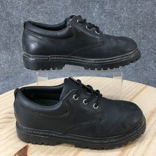 Cherokee Shoes Womens 5.5 Work Utility Oxford 17730 Lace Up Black Faux Leather
