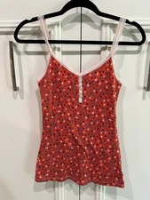 Old Navy Women’s Lace Trim Cami Size Medium Henley Ribbed Tank Top Y2K Retro