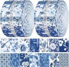 40 Pcs Chinoiserie Fabric Blue and White Jelly Fabric for Quilting Roll Porce...