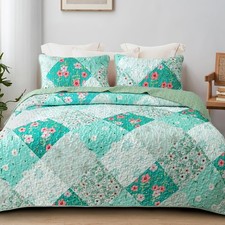 Reversible Patchwork Quilts Twin Size, Lightweight Boho Printed Bedspreads Co...