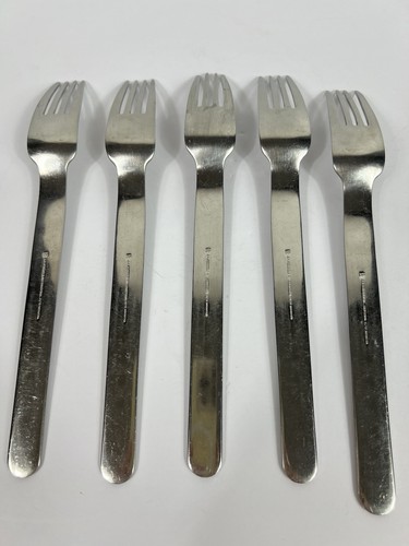 Set of 5 VTG J A Henckles Dinner Forks Stainless Steel Dot Pattern 8" Long - Picture 5 of 6