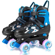 Kids Adjustable Roller Skates for Boys Girls, Light Up Wheels, 4 Sizes, Fun Illu