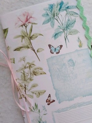 Junk Journal Booklet ''PASTEL FLORALS'' HANDMADE Cards, Pockets, Ephemera + more!