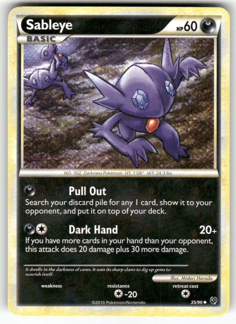 Sableye 35/90 Uncommon HGSS Undaunted Pokemon Near Mint