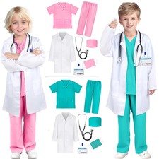 Doctor Nurse Costume Work Uniform Cross with Toys Sets Kids Clothes Simulation