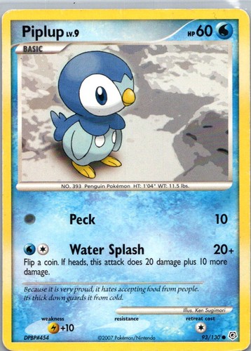 Pokemon TCG Piplup 93/130 Diamond Pearl MP