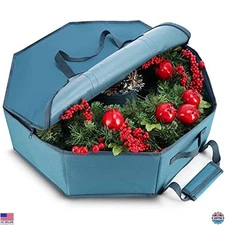 Hearth & Harbor Wreath Storage Container - Hard Shell Christmas Wreath Storage