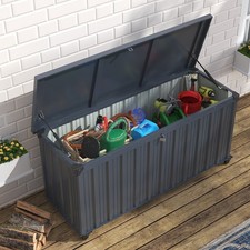 550L Waterproof Metal Outdoor Storage Box on Wheels Garden Patio Container Chest