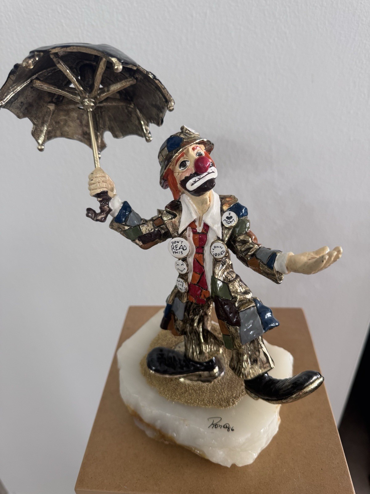 Vintage Ron Lee Hobo Clown Singing In The Rain Figurine Statue 1984 Signed
