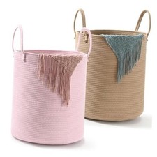 2-Pack Large Cotton Rope Laundry Baskets   15"x18" Extra Tall Baby Nursery