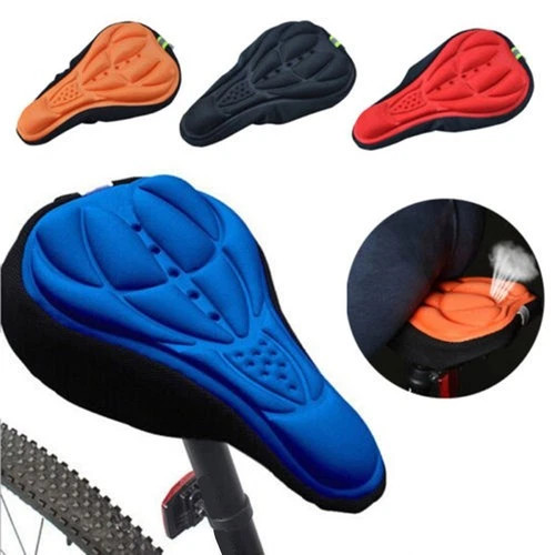 3D Bike Seat Cover Silicone Thick Comfort Gel Cycling Bicycle Saddle Cushion Pad - Picture 1 of 10