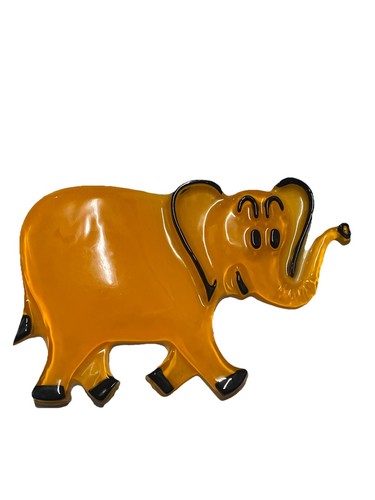 Retro Crystal Craft Colorflo Resin Lucite Elephant Figurine Nursery Wall Decor