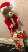 Vtg Red 2 IN 1 SKATE SKI BEAR Plush Figure PLAYS MUSIC TAIWAN Xmas Tested