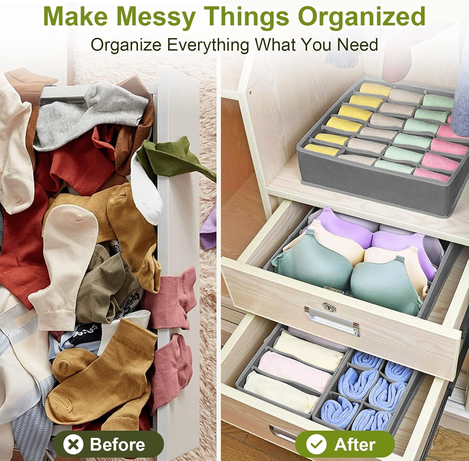 NCKIHRKK Set di 8 Organizer Aradio Cassetti Intio, Pieghevole