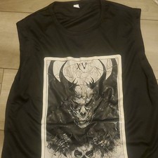 Men's S Black Skull Graphic Print Sleeveless Tank Top Crew Neck Regular Fit