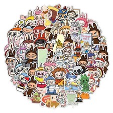 HOT  ANIME Labubu Inspired Scrapbook/Skateboard Vinyl Sticker Set Of 55 Pieces