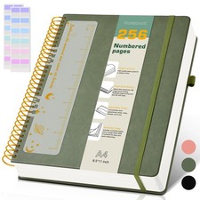 A4 Spiral Notebook Journal 8.5” x 11”, 256 Numbered Pages Hardcover Leather J...