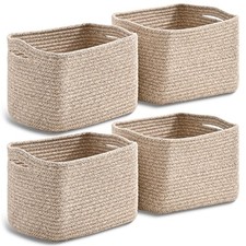 Small Storage Baskets for Organizing, Woven Storage Baskets for Shelves, Cott...