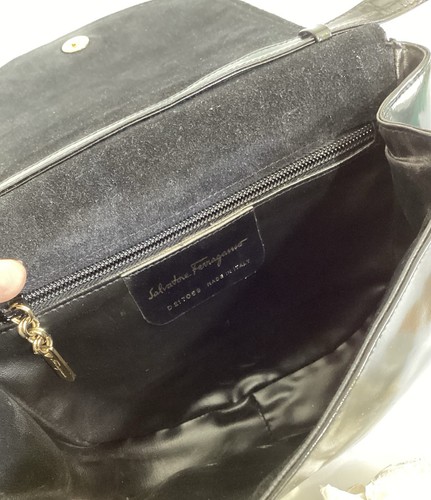 Vintage Salvatore Ferragamo Vara Bow Black Crossbody Purse Flap Shoulder Bag - Picture 12 of 12
