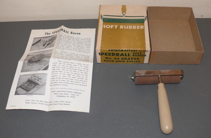 Vintage PrintMasters No 4126 Speedball Soft Rubber No 64 Brayer Four Inch Roller