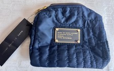 NEW MARC BY MARC JACOBS QUILTED NORMANDY BLUE COSMETICS MAKE-UP BAG ZIP POUCH