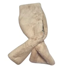 New J Jill Faux Fur Reversible Scarf Winter Cream Elegant Quiet Luxury Soft Glam