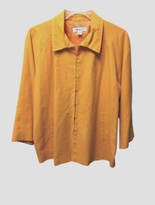 Coldwater Creek Jacket Women's XL Saffron Lagen Look Linen Blend Blazer Collar