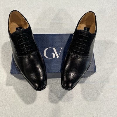 Gino Vitale Mens Oxford Dress Shoes GV808 Black On Black Suede Leather Sz 13 NIB