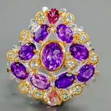 Gemstone Natural Amethyst Ring 925 Sterling Silver Size 7 /R426014