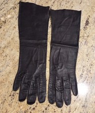 Vintage Womens Size S 6 Brown Leather Formal 13" Long Gloves France