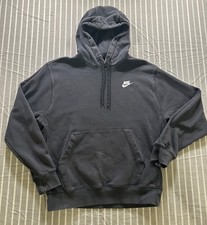 Nike Club Fleece Pullover Hoodie in black with a white logo Men's Medium