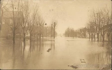 Ohio OH Flooded Town 1913 Disaster Original Vintage Real Photo Postcard RPPC
