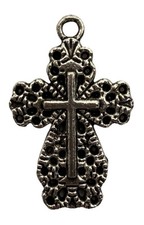 Silver Tone Cross Charms 20mm Rosary Findings Qty:20